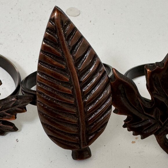 Rustic Leaf Design Napkin Rings Set Of 8 Holiday Fall Home Decor Dining  Brown - Picture 8 of 15